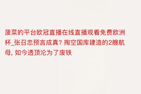 菠菜的平台欧冠直播在线直播观看免费欧洲杯_张召忠预言成真? 掏空国库建造的2艘航母, 如今透顶沦为了废铁